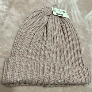 New with Tag- Aéropostale Pink Elegant Pearl-Embellished Knit Beanie